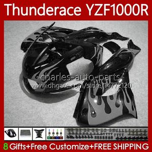 Corps OEM pour YAMAHA YZF1000R Flammes grises Thunderace YZF 1000R 1000 R 96-07 Carrosserie 87No.130 ZF-1000R 96 97 98 99 00 01 YZF1000-R 02 03 04 05 06 07 1996 2007 Kit de carénages