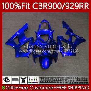 Carrosserie OEM pour HONDA CBR900 CBR929 RR 900CC 929CC 2000 2001 68No.137 CBR 900 929 RR CC Bleu brillant CBR929RR 00-01 CBR900RR CBR 929RR 900RR 00 01 Kit de carénage d'injection