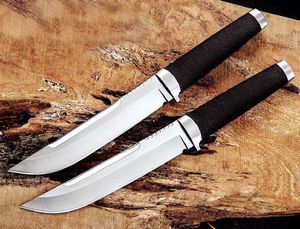 Couteau droit de survie pour homme en plein air VG1 Couteaux à lame en satin à point de chute en acier San Mai avec gaine en cuir