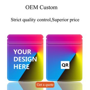 Bolsas Mylar personalizadas OEM 1g 3.5G 7g 14g 28g 1LB con logotipo Creación de diseño gratuito Empaque profesional Impreso digitalmente su bolsa a prueba de olores con cremallera Su diseño