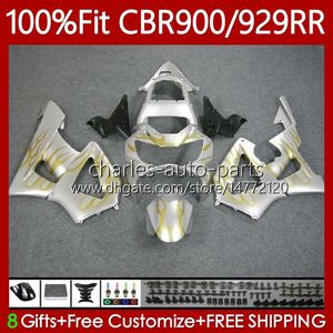 Carenados OEM para HONDA CBR900 CBR929 RR 900CC 929CC 2000 2001 Cuerpo 68No.103 CBR 929RR 900RR 900 929 RR CC CBR929RR Plata Dorado 00 01 CBR900RR 00-01 Carrocería de inyección