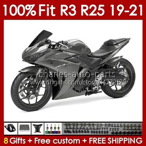 Carénages OEM pour YAMAHA YZF R 3 25 YZFR3 YZFR25 2019 2020 2021 Corps 141No.94 100% Fit YZF-R3 YZF-R25 2019-2021 Cadre R3 R25 19 20 21 Kit de carrosserie moulé par injection gris brillant