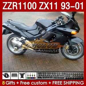 Corps noir OEM complet pour KAWASAKI NINJA ZX-11 R ZZR-1100 ZX-11R ZX11R 93 94 95 96 01 165No.61 ZZR 1100 CC ZX11 ZX 11 R 11R ZZR1100 1997 1998 1999 2000 2001 Kit de carénage