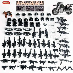 Oenux New City SWAT Mini Police Soldiers Figures Military Building Block Special Force Army With Weapons Block Brick Toy For Kid Y1130