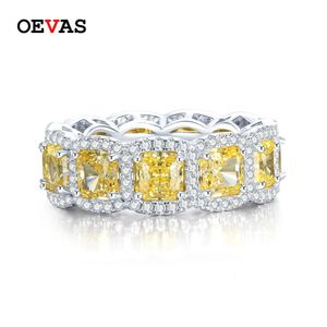 OEVAS 100 925 argent Sterling scintillant 55mm carré jaune rose blanc haute teneur en carbone diamant anneaux pour les femmes fête bijoux fins 240113