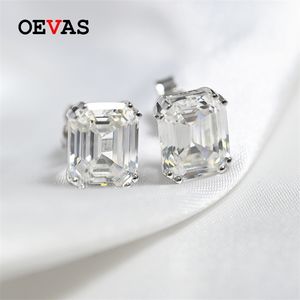 OEVAS Classic 925 Sterling Silver Creado Gemstone Diamonds Pendientes Ear Studs Boda Novia Joyería fina al por mayor 220125