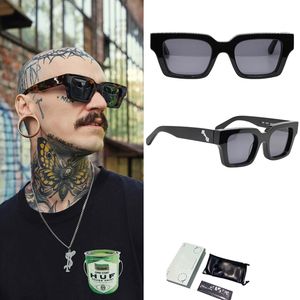 Off Ice White Sunglasses Luxury Designer Famous Brand Oeri008 Virgil UV400 Protect Lenses Outdoor Square Frame OEM ODM Retro Eyewear Va With Original Case