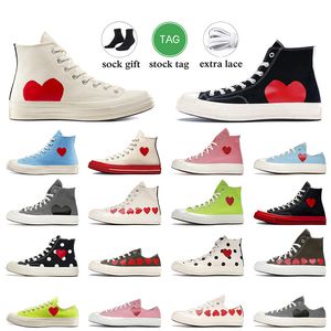 OG Classic Designer Canvas Shoes 1970s Commes Des Garcons x Chucks Taylors para mujer para hombre Multi-Heart Mid White Black Red Vintage Low Top Zapatillas de deporte casuales Zapatillas planas