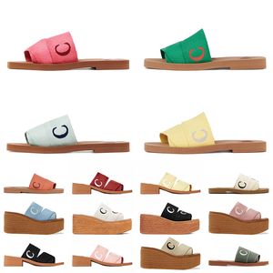 OG Originals Designer Woody Flat Mule Sandals Chlos Zapatillas de lino bordadas Tacón alto Woodys Alpargata Cuña Mocasines Sliders Famous Coach Beach Shoes Tamaño 36-41