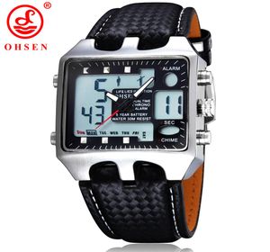 OHsen Digital Watch Men Waterproof Analog LED Sport Montres pour hommes Bracelet en cuir Bracelet Montrewals Relogio Masculino 0930 Ly18447350