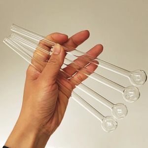 Brûleur à mazout Pipe en verre Tabac 20 cm de long Tubes à fumer en verre épais 7,9 pouces Embouts à ongles en pyrex transparent Conduites d'eau pour Bong Dab Rig Bubble