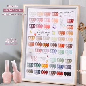 Huile Eleanos 48 Couleurs claires Gel Polon Set Translucide Manucure UV LED Gel Crystal trempe Off Jelly Gel Gel Rolis Semi-permanent