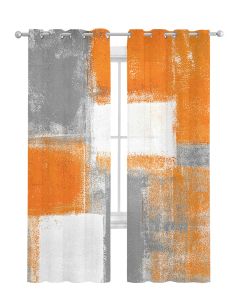 Peinture à l'huile Géométrique Orange Tulle rideau décoratif rideaux transparents pour le salon Hôtel Hôtel à la fenêtre Panneaux