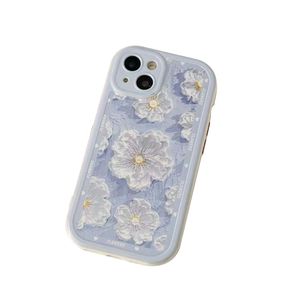 Peinture à l'huile Peach Blossom Téléphone étui pour iphone 14 Plus 13 12 11 Pro Max XS XR Mode Fleur Couverture Anti Chute Antichoc