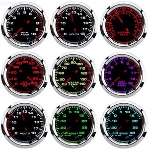 Medidor de presión de aceite HD 7 colores Medidores de presión de aceite Turbo Boost Gauge Medidor de temperatura del agua del aceite con sensor para medidor de combustible de carreras de autos 52 mm AutoL231228L231228