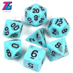 7Pcs Unique Distressed Effect Plastic Dice Set for RPG Games, DND, Dungeons and Dragons, Tabletop Role-Playing Games