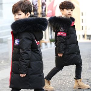 Olekid Winter Down Jacket for Boys épaissis chaud gros grand vrai col de fourrure Enfants garçons manteau d'hiver 4-15 ans