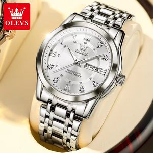 Olevs Montre à quartz à double calendrier et cadran stéréo Montre pour homme 41 mm