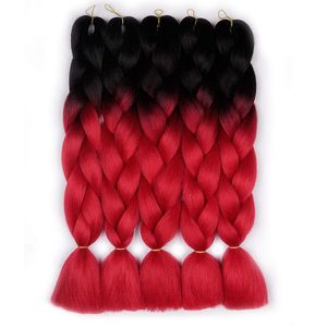 Ombre Couleurs Jumbo Braid Kanekalon Cheveux 5pcs Synthétique Afro Tressage Extensions de Cheveux 24 Pouce 2 Tons pour Femmes Cheveux Twist Crochet Tresses 100g