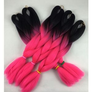 Ombre Kanekalon synthétique tressage cheveux 24 pouces 100g noir rose foncé Jumbo Crochet tresses Extensions de cheveux 5562960
