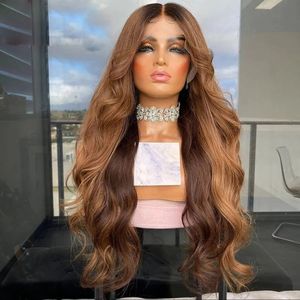 Ombre Strawberry Brown Wavy 360 Frontal Human Hair Wigs Natural Hirline Bouncy Bouncy Curly 13x6 Transprent HD Lace Wig