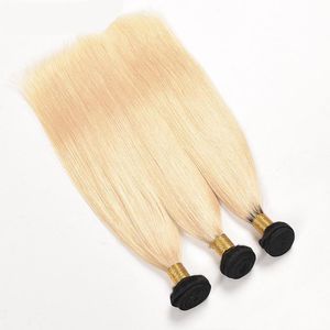 Ombre deux tons 1B / 613 couleur blonde cheveux brésiliens vague de corps cheveux vierges 3 ou 4 paquets péruvien indien brésilien tissage de cheveux humains