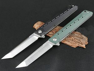 En soldes!! Couteau pliant Flipper 8Cr14Mov Satin Tanto Point Lame G10 + Poignée en acier inoxydable Roulement à billes Couteaux de poche EDC à ouverture rapide