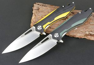 En soldes!! Couteau pliant Flipper D2 lame satinée bicolore G10 + manche en acier inoxydable roulement à billes couteaux de poche EDC à ouverture rapide