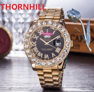 En vente montres entièrement en acier inoxydable 43mm mouvement chronographe à quartz hommes gros diamants bague numéro romain cristal date automatique hommes robe top modèle cadeaux masculins montre-bracelet