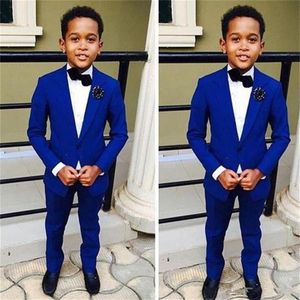 One Button Haute qualité Kid Complete Designer Bleu Garçon Costume De Mariage Garçons Tenue Sur Mesure Veste Pantalon Cravate m793226Z