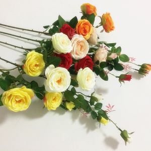 Une fausse Rose européenne (5 têtes/pièce) Simulation Roses pour mariage maison fête vitrine décorative fleur artificielle 5 couleurs