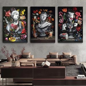 One Panel Toile Peintures Creative Abstraction Masqué Sculpture Toile Art Affiche et Impressions Graffiti Tatouage Statue Peinture Murale pour Salon Décor