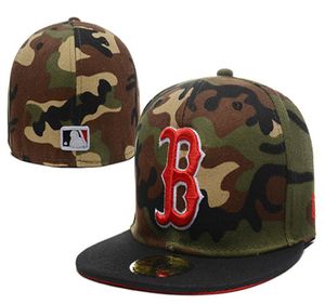 Gorras ajustadas clásicas de los Red Sox de una pieza, top de camuflaje con logotipo del equipo de ala negra, gorras cerradas de béisbol para hombres y mujeres 6081668