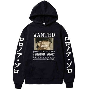 Sweat à capuche une pièce imprimé Anime pull sweats Roronoa Zoro sweat à capuche et manches longues unisexe haut H1227