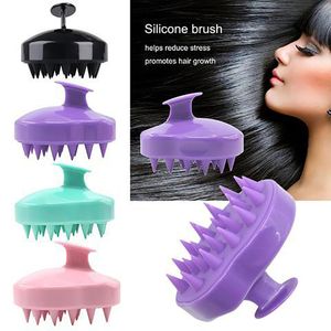 Brosse de bain en silicone monobloc Brosse de shampoing masseur, exfoliant pour le cuir chevelu pour l'élimination des pellicules et la croissance des cheveux, long