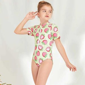 One Piece Swimsuit For Children One piece Fruit Printed Short Sleeve Beach Sun