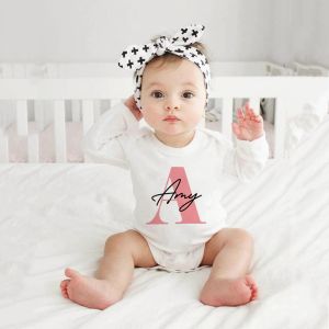 One-Pieces Nom de bébé fille Romper Annonce de grossesse personnalisée Baby Jumps Custom Name Rompers BodySuit Girls Clothes