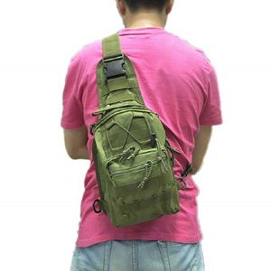 Bolso bandolera de un solo hombro, camuflaje, verde militar, multibolsillos, bolso adecuado para mochila