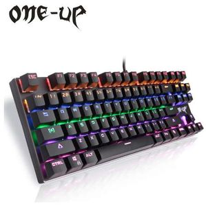 ONE-UP G300 87-Key Backlit Mechanical Keyboard, Clicky Gaming Keyboard with Blue Switch, Anti-ghosting Keys, Full N-Key Rollover