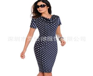 Vente en ligne Sumy Sexy Bodycon Robe Fleur Imprimé courte manche glacière Lady Slim Black Polka Dot Robe Cause 6527447