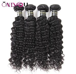 Productos para el cabello Onlyou, 4 paquetes, extensiones de cabello humano virgen brasileño de onda profunda, cabello Remy indio crudo, paquetes de ondas profundas Fact4127544