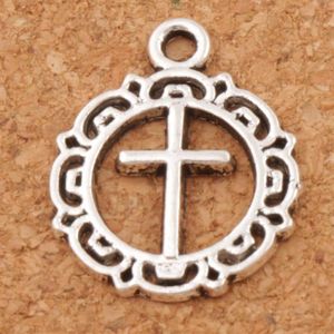 Fleur ouverte Cercle Croix Spacer Charm Perles 150pcs / lot 16 3x19 8mm Antique Argent Pendentifs Alliage Bijoux Faits À La Main DIY L4952619