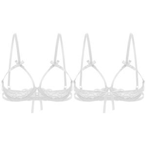 Brazal abierto Bray Sexy Women Erotic Cup Open Cup Bra, vea la ropa interior de los pechos a través de la ropa interior de lencería de encaje puro 6169025