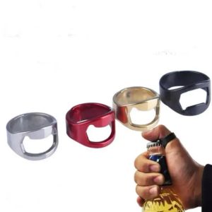 Ouvreurs en acier en acier inoxydable ouvre-bague-bouteille de bière de bière de bière ouverture de cartouche gadgets gadgets bar-doigt outils outils 0513