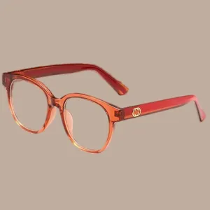 Diseñador de anteojos ópticos color mezclado PC patas de espejo dos tonos color empalme gafas moda alta apariencia lentes uv400 gafas de sol redondas marco completo hj076 C4
