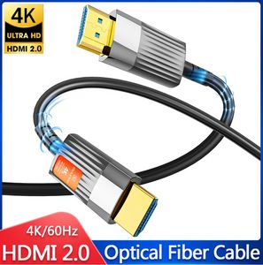 Câble HDMI à fibre optique 4K 60Hz HDMI compatible Ultra High Speed ​​18 Gops HDR EARC HDMI 2.0 Câbles à fibre optique pour TV 10m 15m 20m Kabo