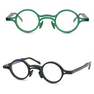 Diseñador de gafas ópticas Marca Hombres Mujeres Pequeños marcos de anteojos redondos Vintage Tablón Marco de gafas Personalidad Miopía Gafas Gafas con estuche