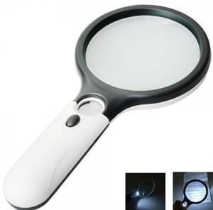 Optical Instruments 100PCS 3 LED 45X Light Handheld Magnifier Magnifying Reading Glass Lens Jewelry Loupe SN5807