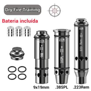 Optics Laser Training Bullet 9mm / .38Spl / 223rem Dry Fire Training Cartoudge Tactical Red Dot Laser Training Bore Sight with Battery
