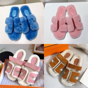 Oran Sandal Fourrure Furry Pantoufles Blanc Noir Vert Jaune Rose Rouge Brun Ours En Peluche Chaussure De Laine Automne Hiver Fluffy Slide Classique Open Toe Femmes Plat 26xj #